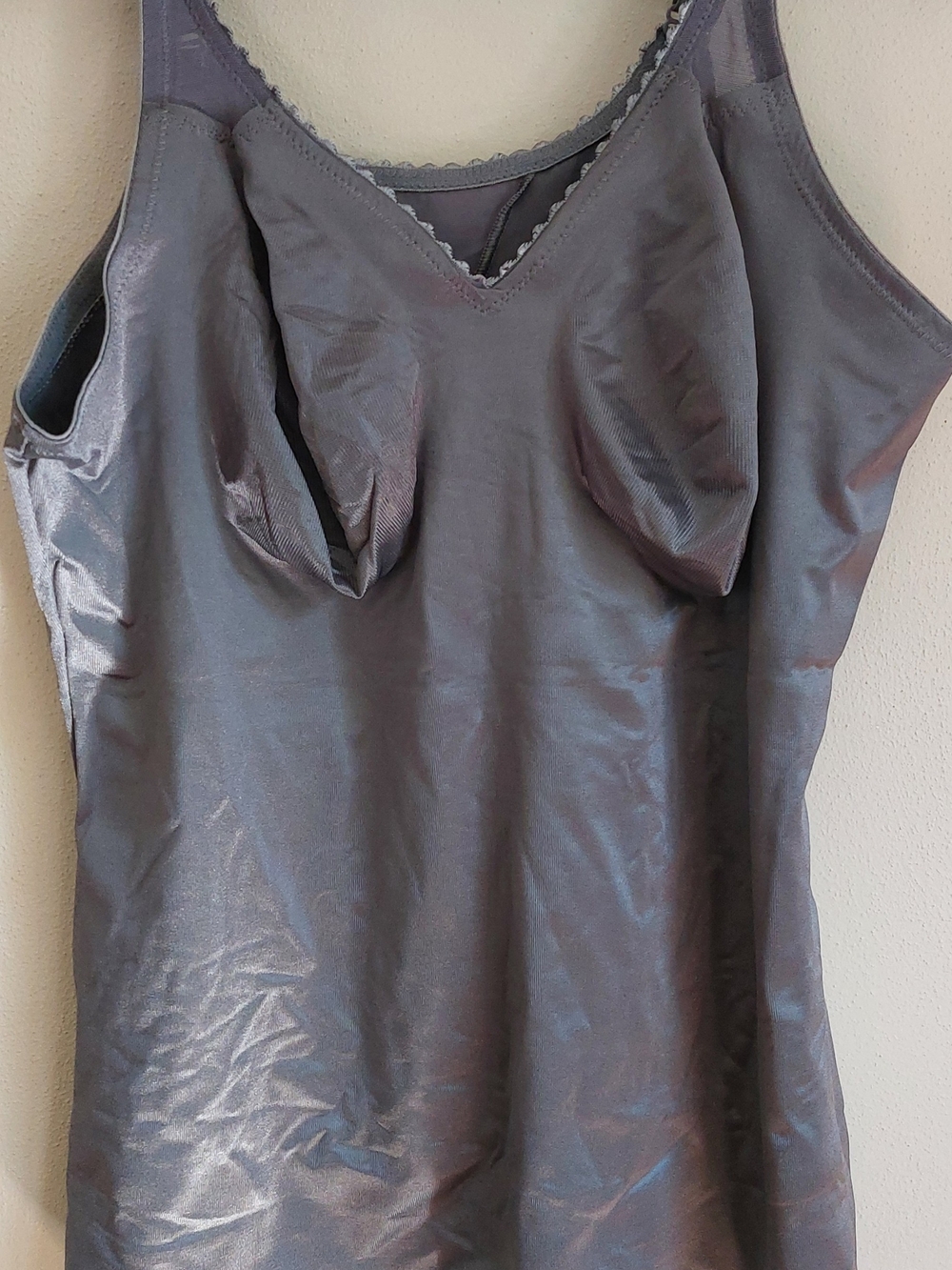 Ruby Ribbon Silver Gray Slip Tank with Built-In Support - Picture 1 of 2